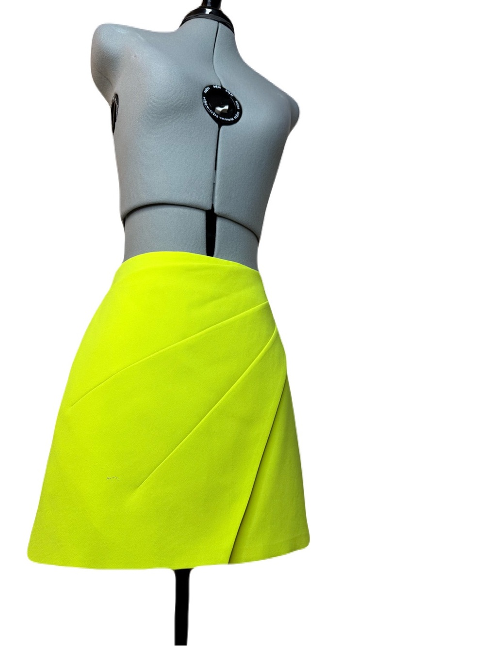 Alice Olivia Shaylee Neon Yellow Draped Wrap Crepe Mini Skirt Size 0 EUC
